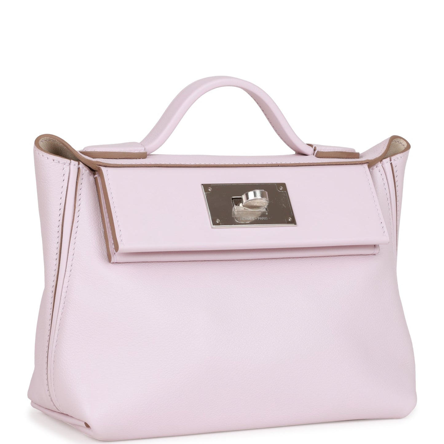 Hermes Mini 24/24 Bag Mauve Pale Verso Evercolor and Swift Palladium Hardware