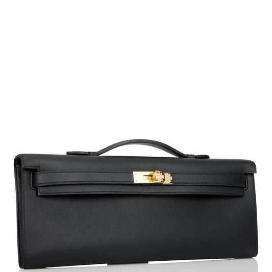 Hermes Kelly Cut Black Swift Gold Hardware