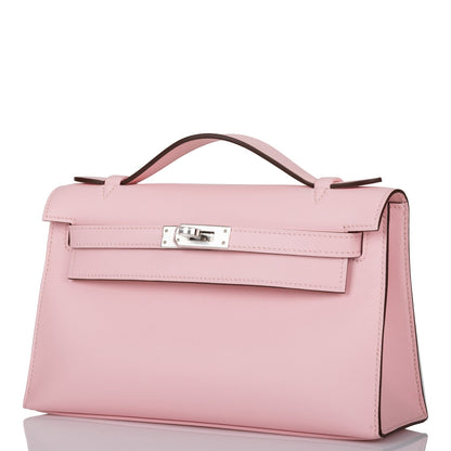 Hermes Kelly Pochette Rose Sakura Swift Palladium Hardware