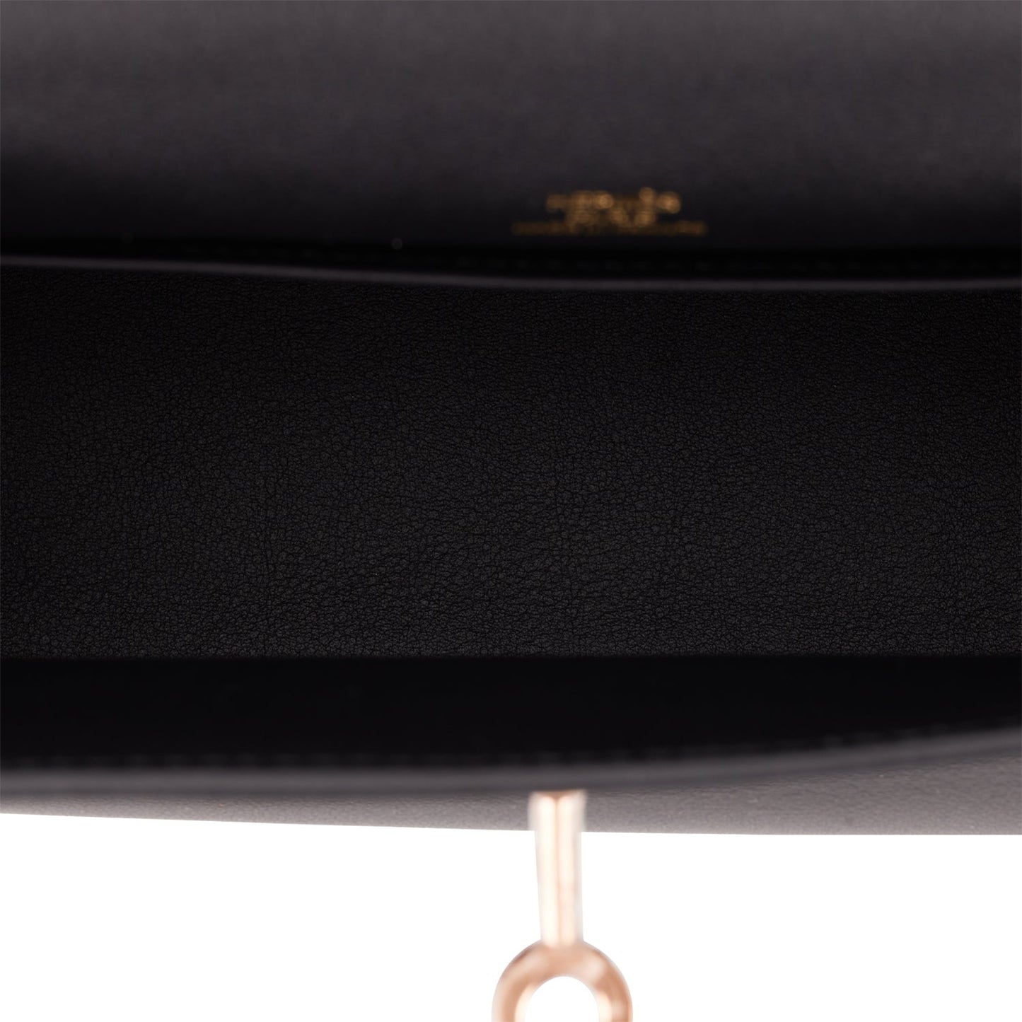 Hermes Kelly Pochette Black Swift Rose Gold Hardware