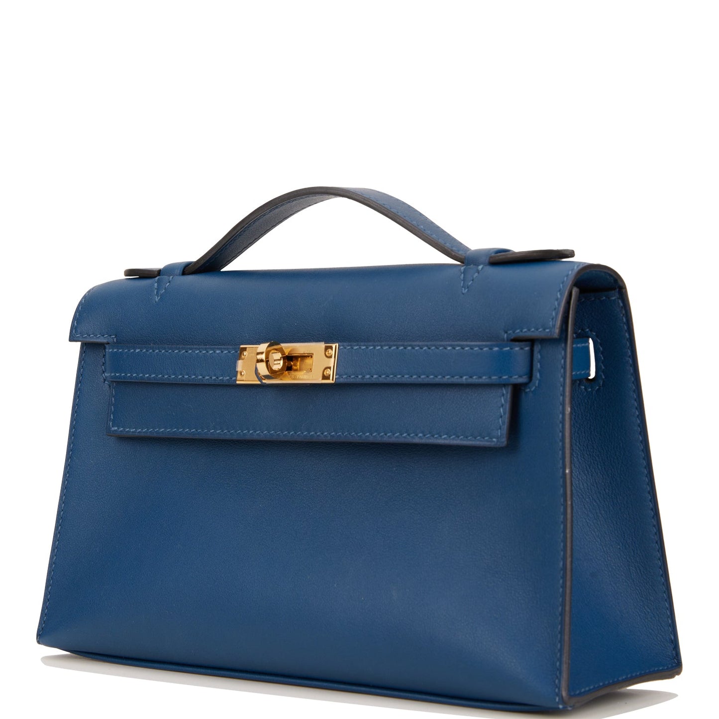 Hermes Kelly Pochette Deep Blue Swift Gold Hardware