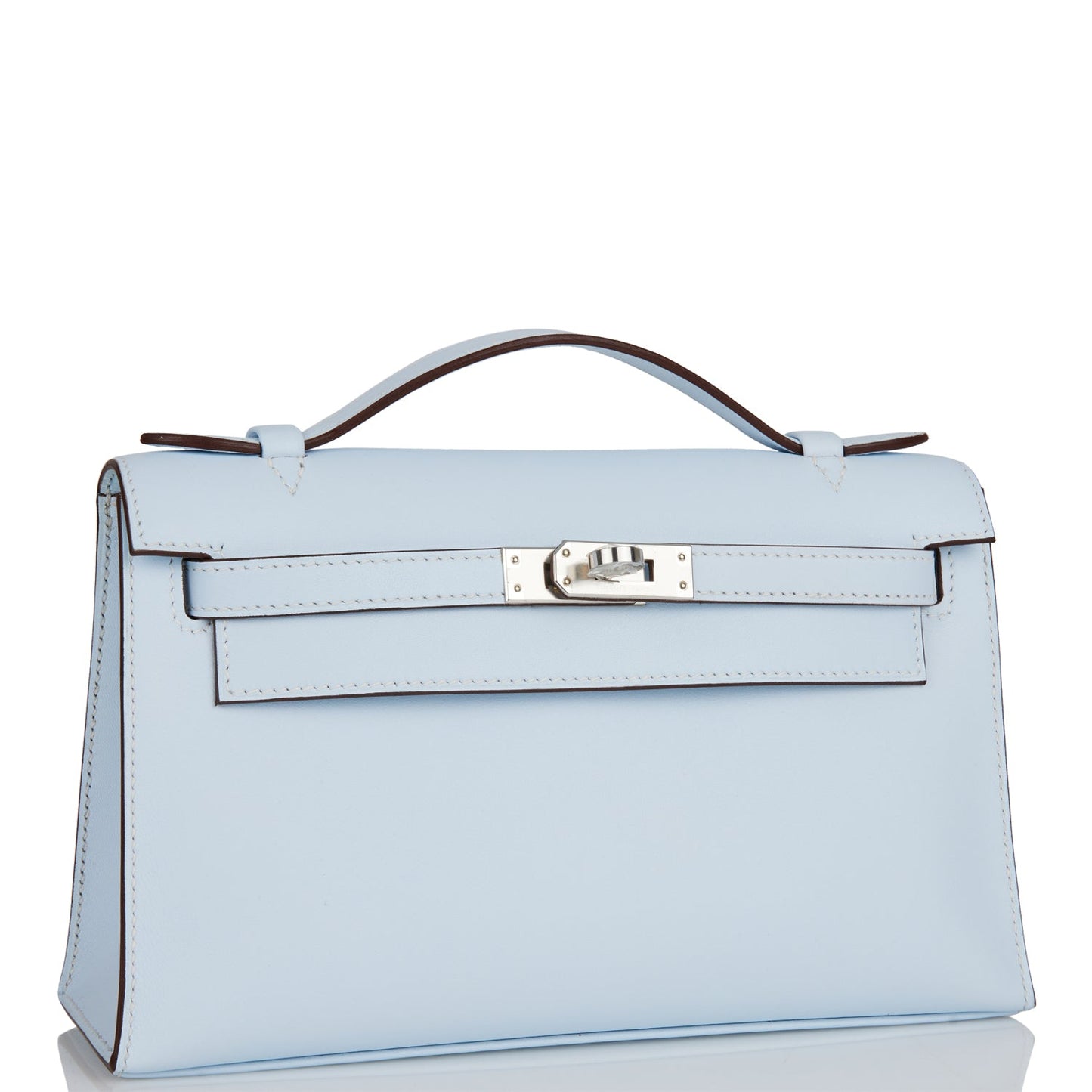 Hermes Kelly Pochette Bleu Brume Swift Palladium Hardware