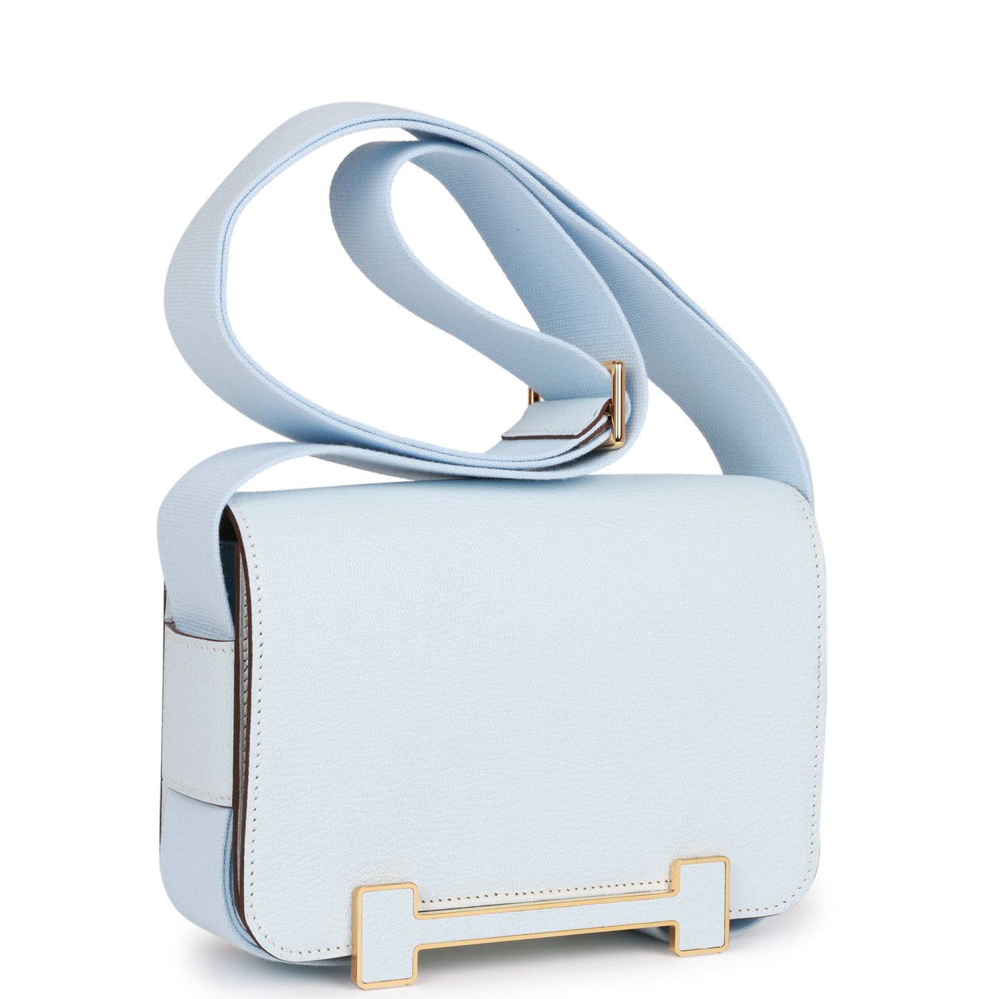 Hermes Geta Bleu Brume Verso Chevre Gold Hardware