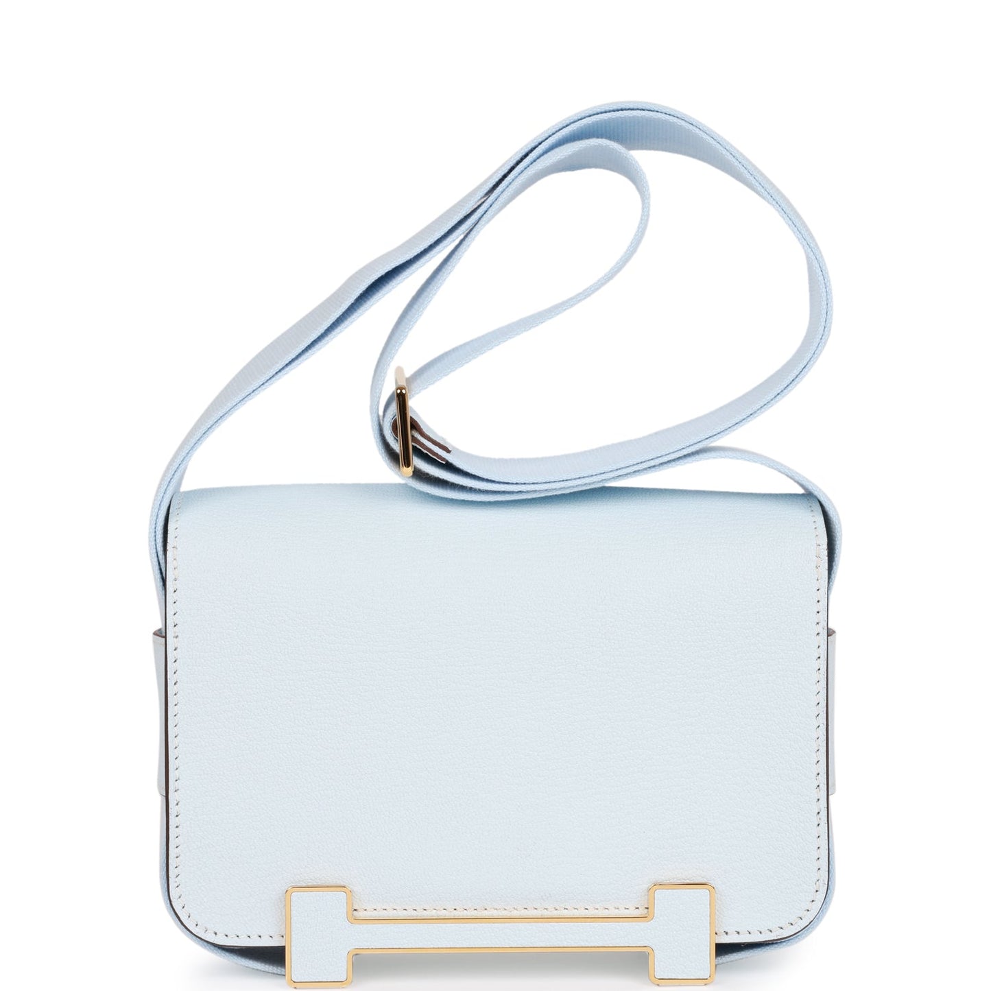 Hermes Geta Bleu Brume Verso Chevre Gold Hardware