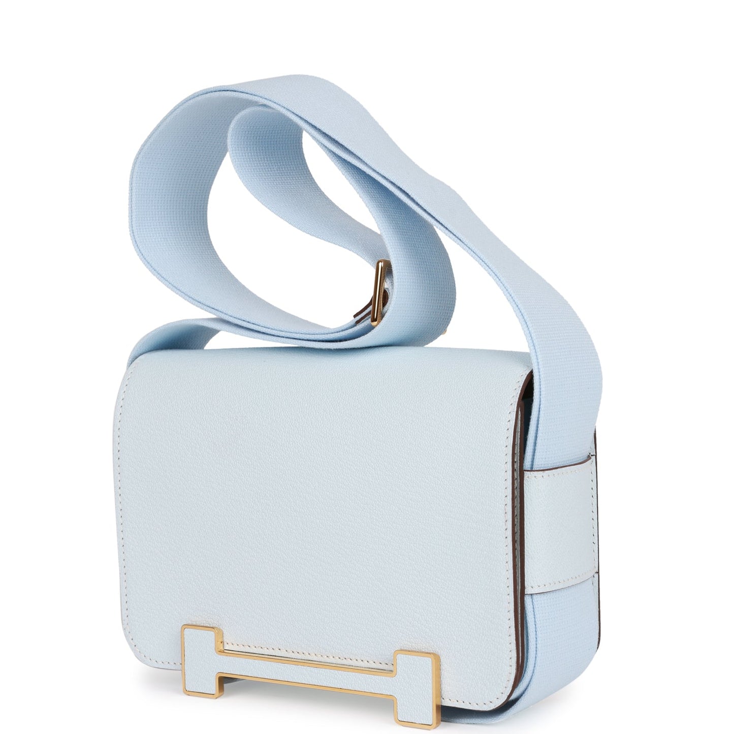 Hermes Geta Bleu Brume Verso Chevre Gold Hardware