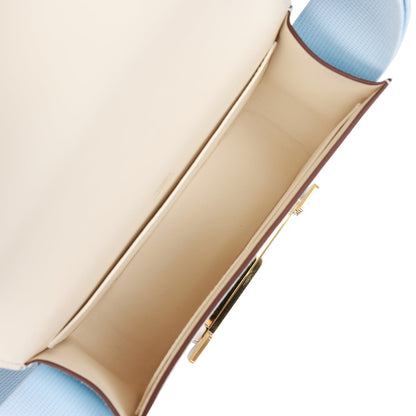 Hermes Geta Bleu Brume Verso Chevre Gold Hardware