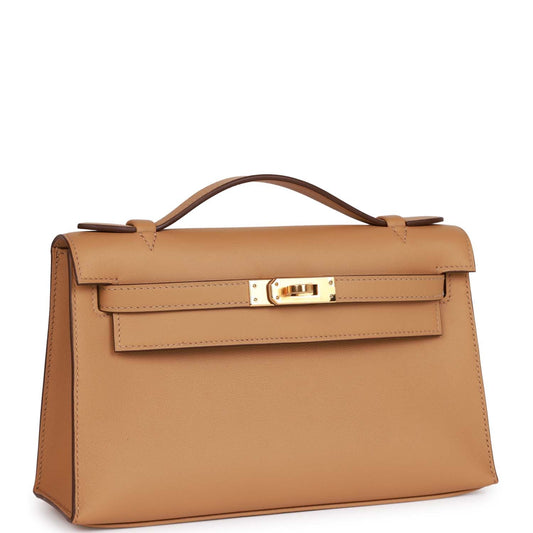 Hermes Kelly Pochette Biscuit Swift Gold Hardware