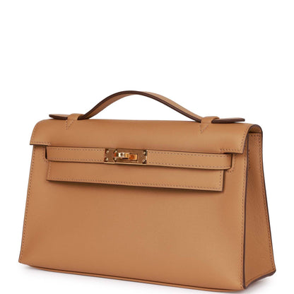 Hermes Kelly Pochette Biscuit Swift Gold Hardware