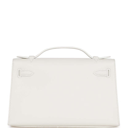 Hermes Kelly Pochette White Swift Gold Hardware