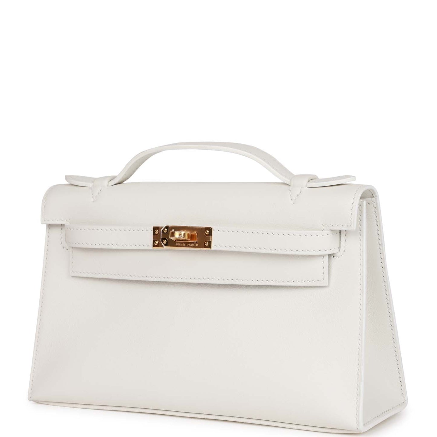 Hermes Kelly Pochette White Swift Gold Hardware