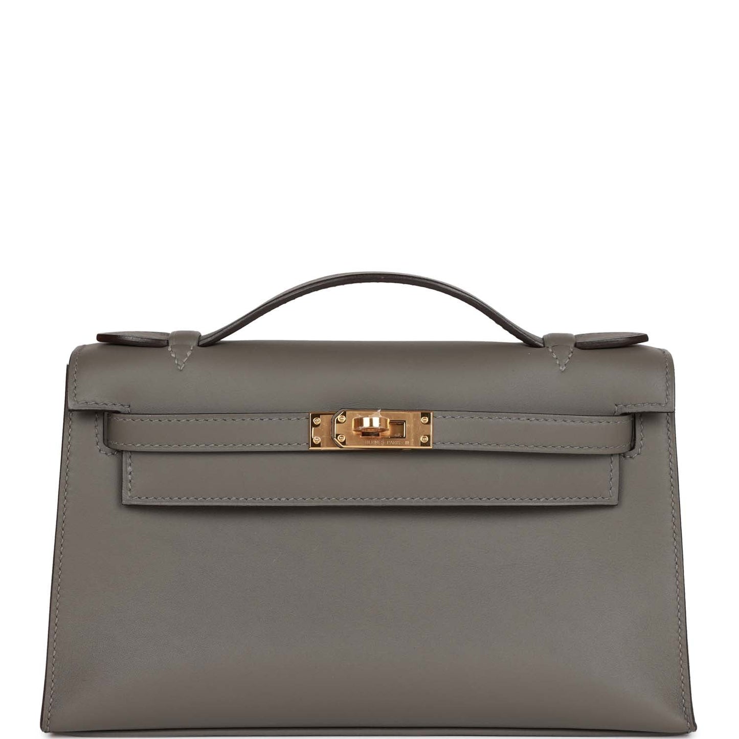 Hermes Kelly Pochette Gris Meyer Swift Gold Hardware