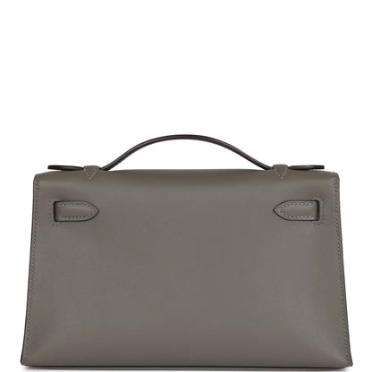 Hermes Kelly Pochette Gris Meyer Swift Gold Hardware