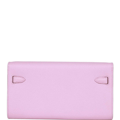 Hermes Kelly Wallet To Go Mauve Sylvestre Epsom Palladium Hardware