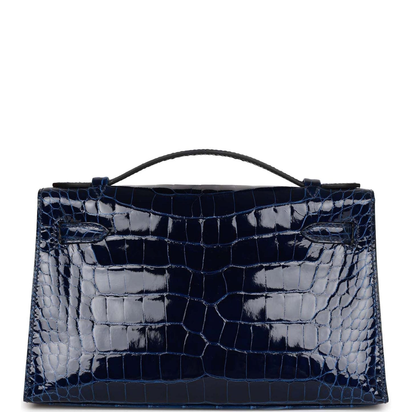 Hermes Kelly Pochette Bleu Saphir Shiny Alligator Gold Hardware