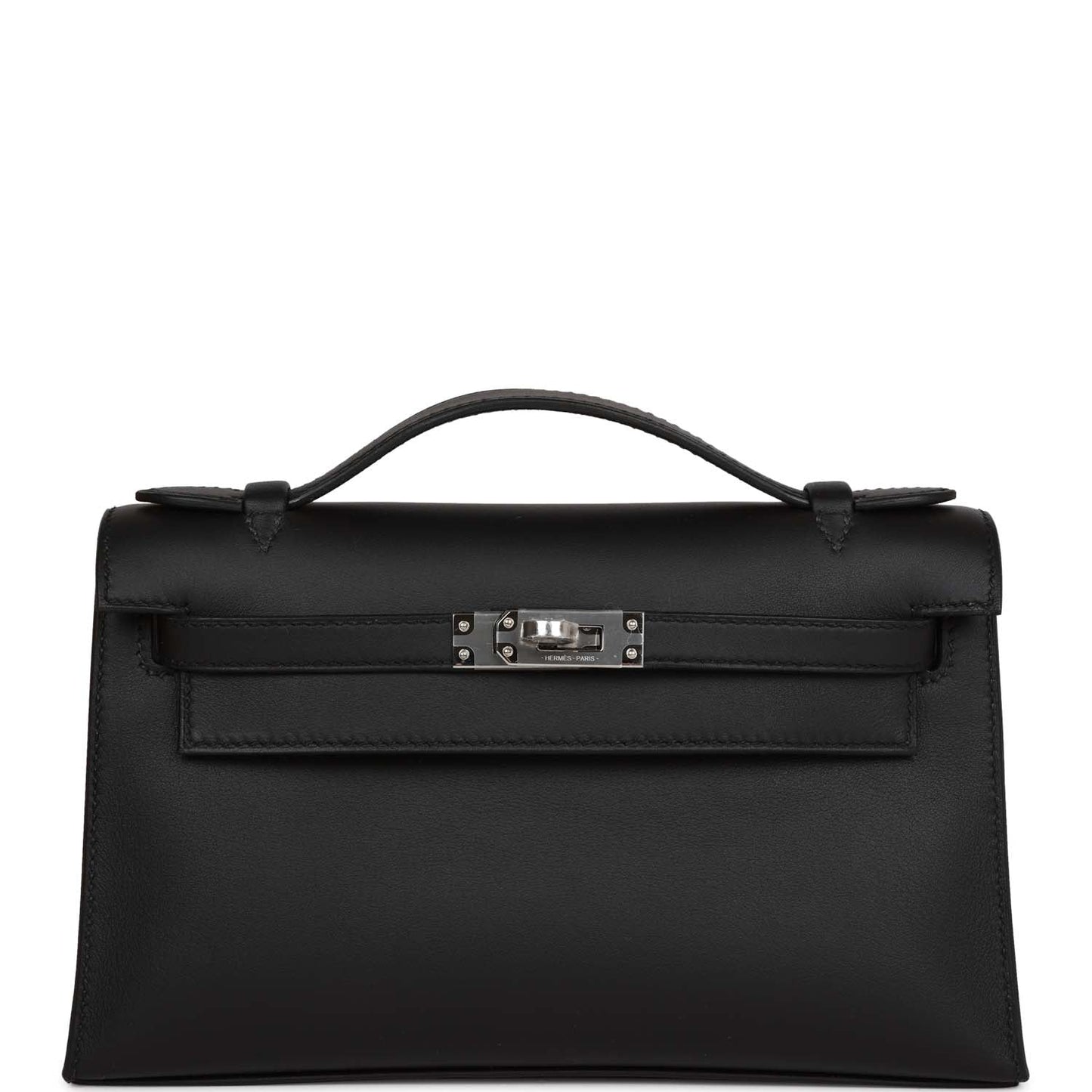 Hermes Kelly Pochette Black Swift Palladium Hardware