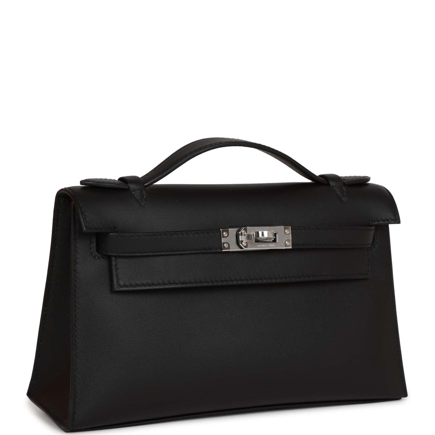 Hermes Kelly Pochette Black Swift Palladium Hardware