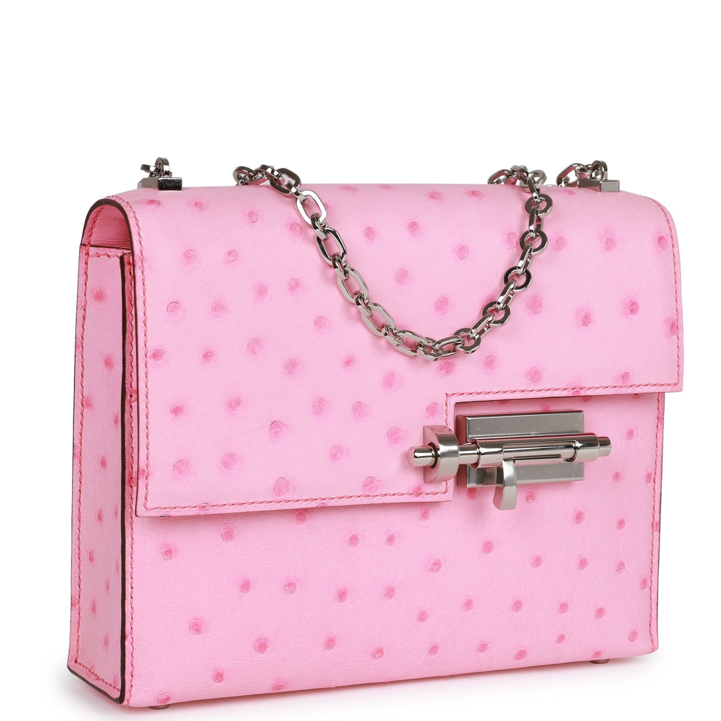 Hermes Mini Verrou Chaine Bag Bubblegum Ostrich Palladium Hardware