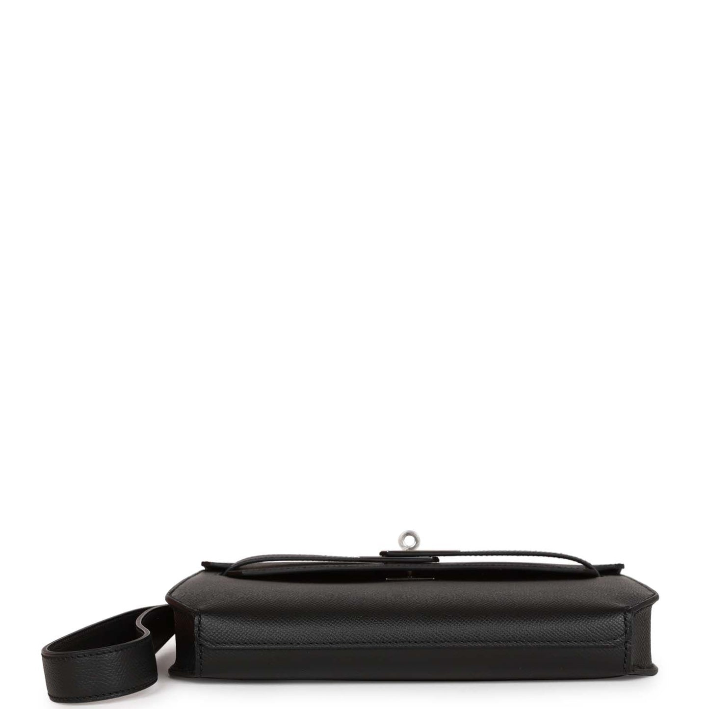 Hermes Kelly Depeches 25 Black Epsom Palladium Hardware