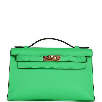 Hermes Kelly Pochette Vert Comics Swift Gold Hardware