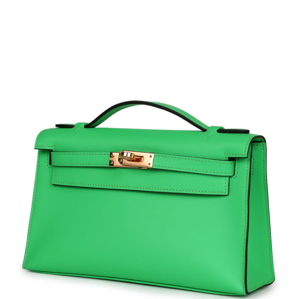 Hermes Kelly Pochette Vert Comics Swift Gold Hardware