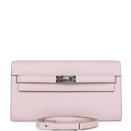 Hermes Kelly Wallet To Go Mauve Pale Epsom Palladium Hardware