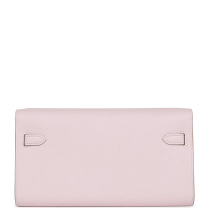 Hermes Kelly Wallet To Go Mauve Pale Epsom Palladium Hardware