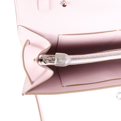 Hermes Kelly Wallet To Go Mauve Pale Epsom Palladium Hardware