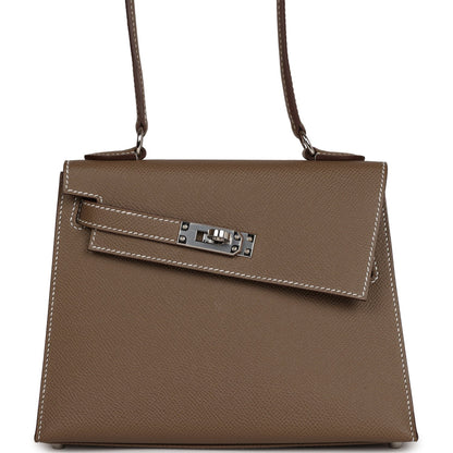 Hermes Kelly Sellier en Desordre 20 Etoupe Epsom Palladium Hardware