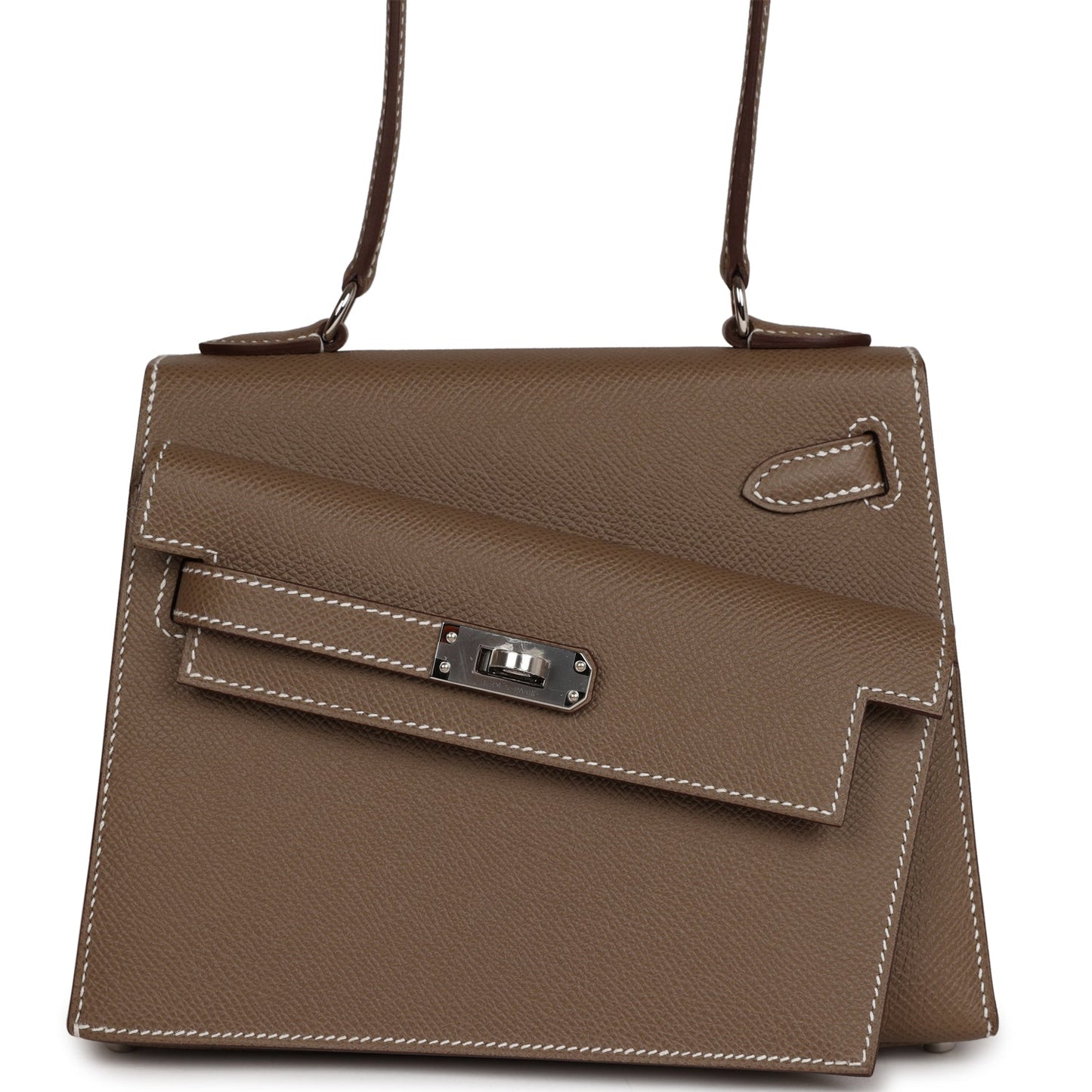 Hermes Kelly Sellier en Desordre 20 Etoupe Epsom Palladium Hardware