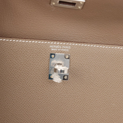 Hermes Kelly Sellier en Desordre 20 Etoupe Epsom Palladium Hardware