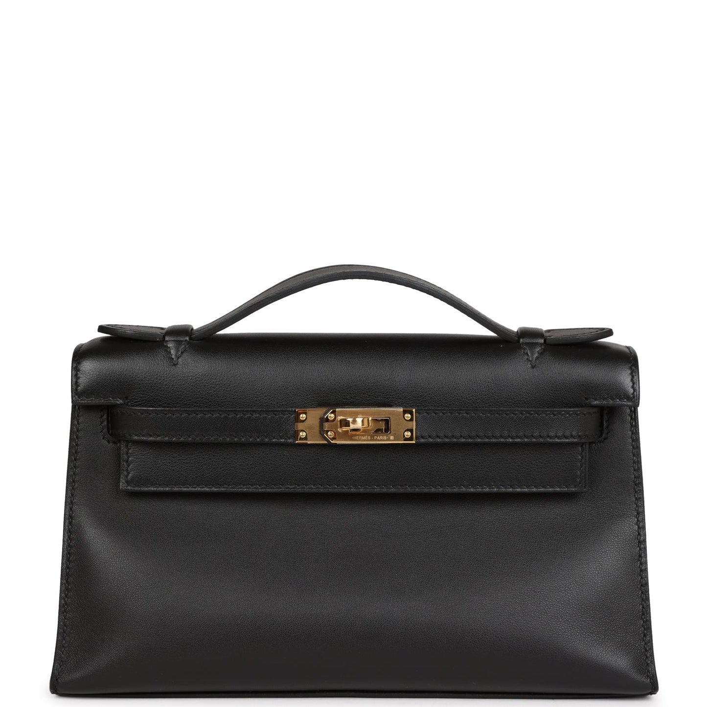 Hermes Kelly Pochette Black Swift Gold Hardware