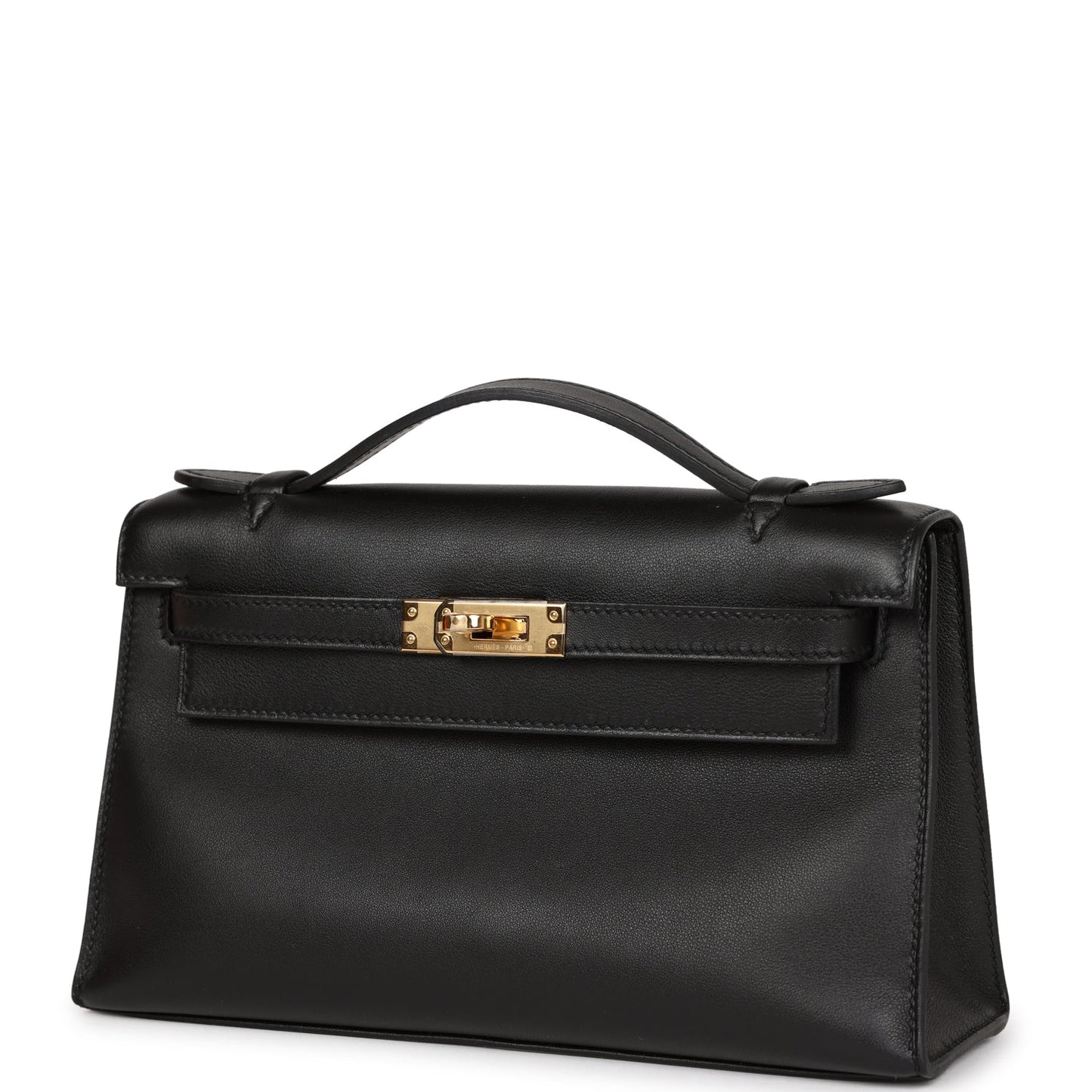 Hermes Kelly Pochette Black Swift Gold Hardware