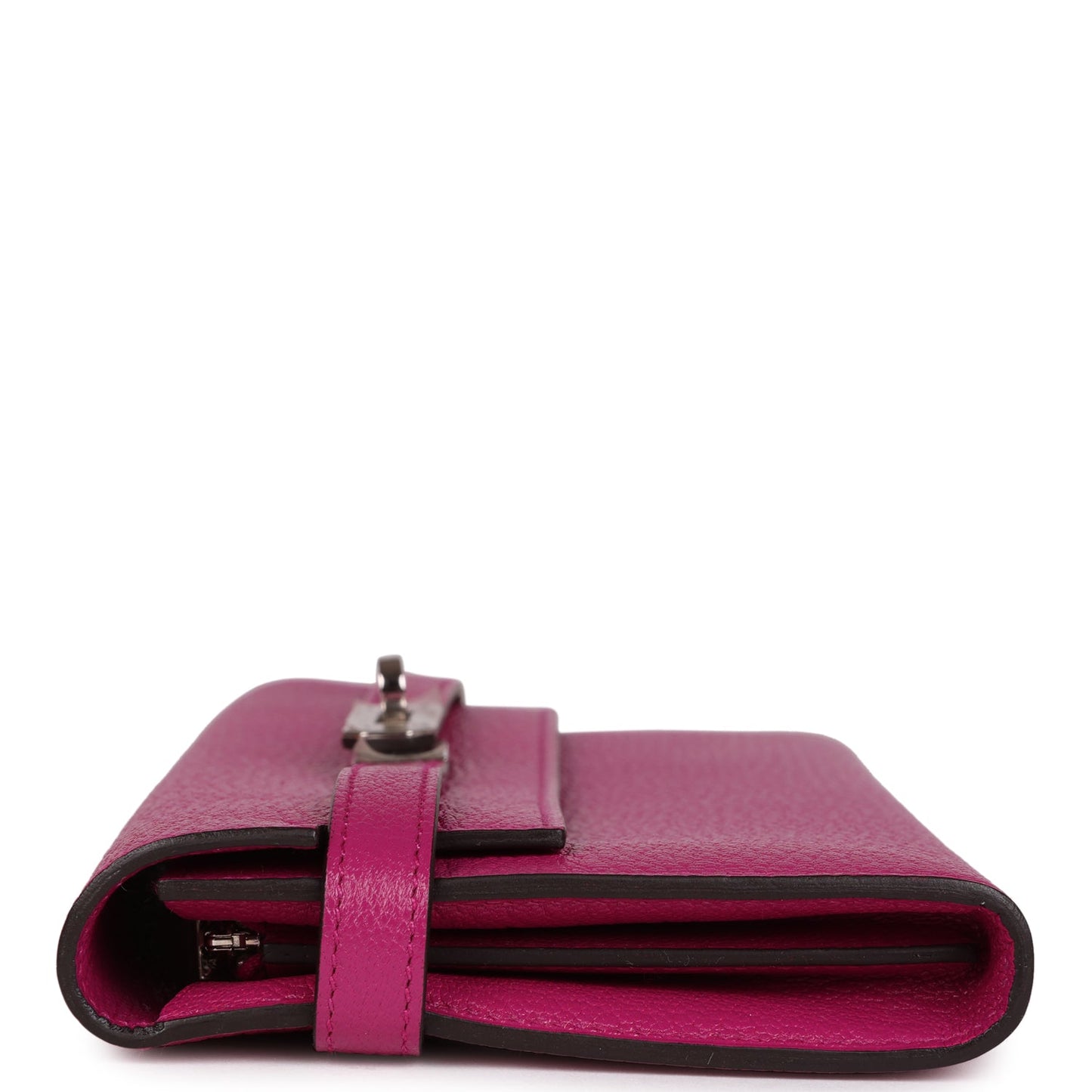 Hermes Kelly Long Wallet Rose Pourpre Chevre Palladium Hardware