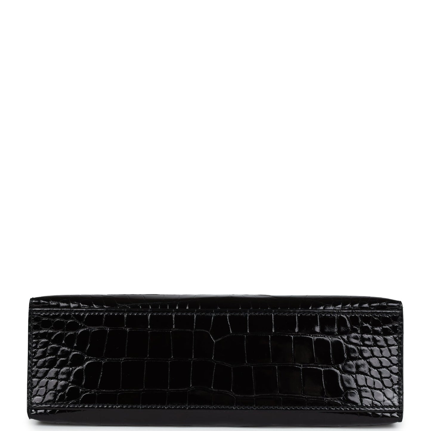 Hermes Kelly Pochette Black Shiny Alligator Gold Hardware