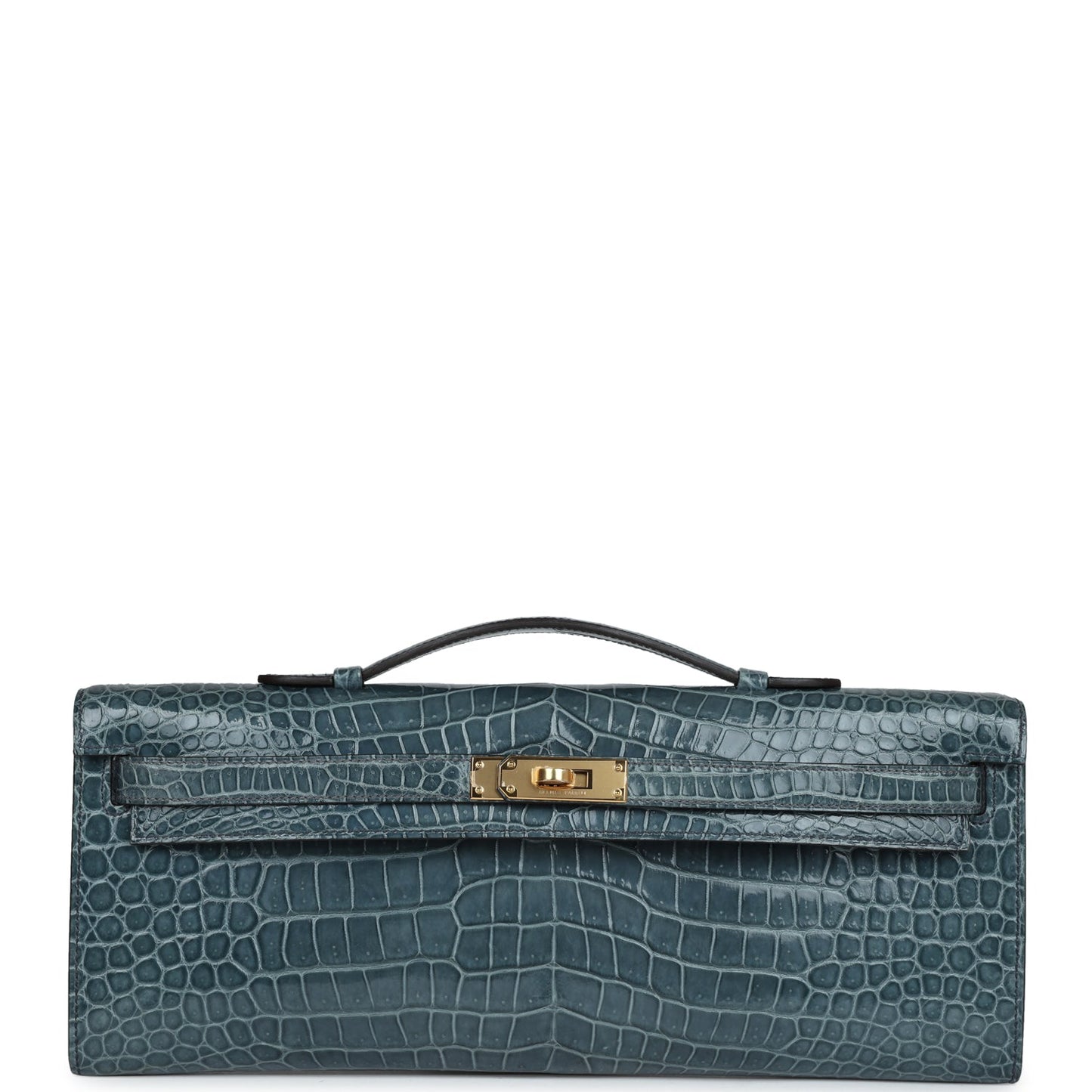 Hermes Kelly Cut Colvert Shiny Porosus Crocodile Gold Hardware