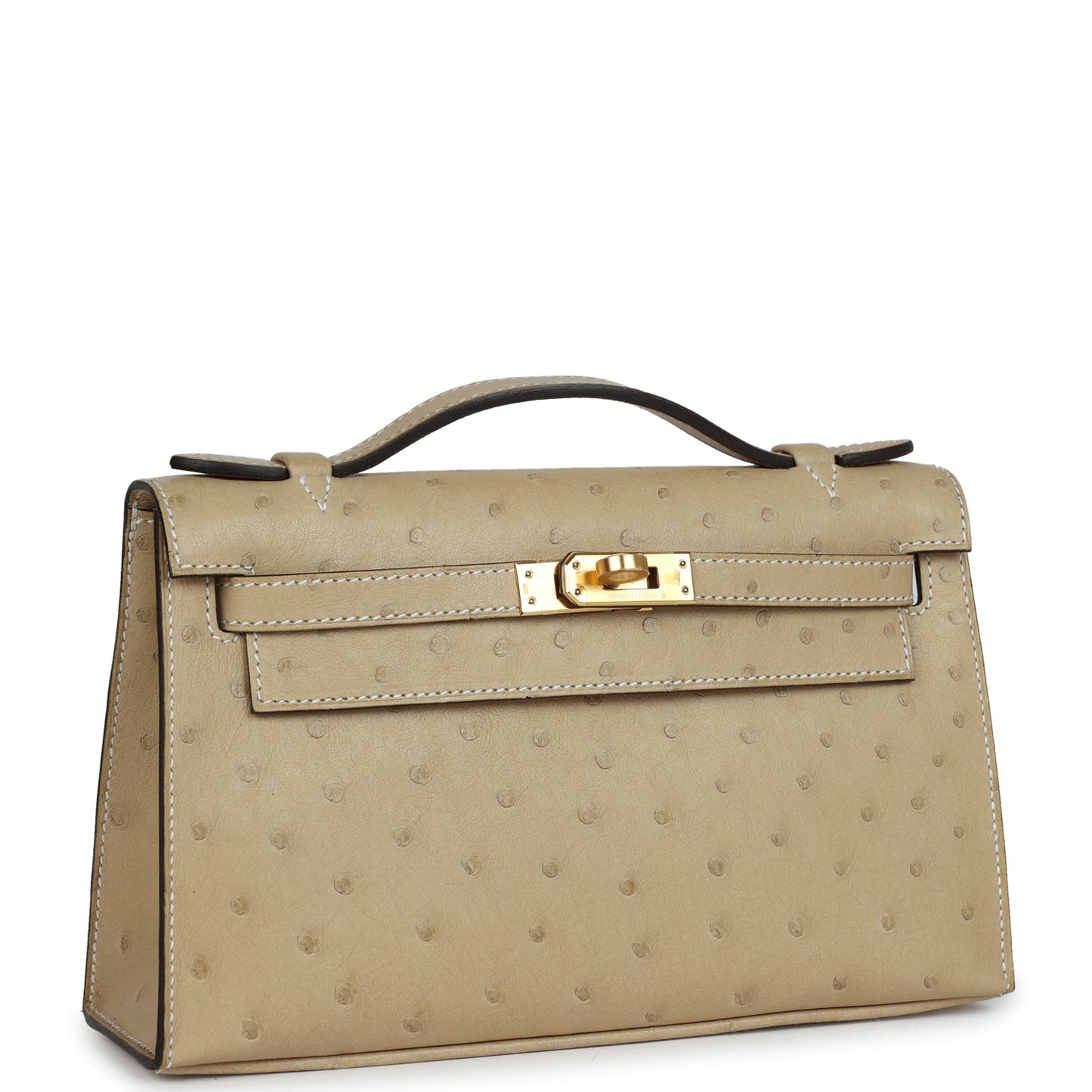 Hermes Kelly Pochette Trench Ostrich Gold Hardware