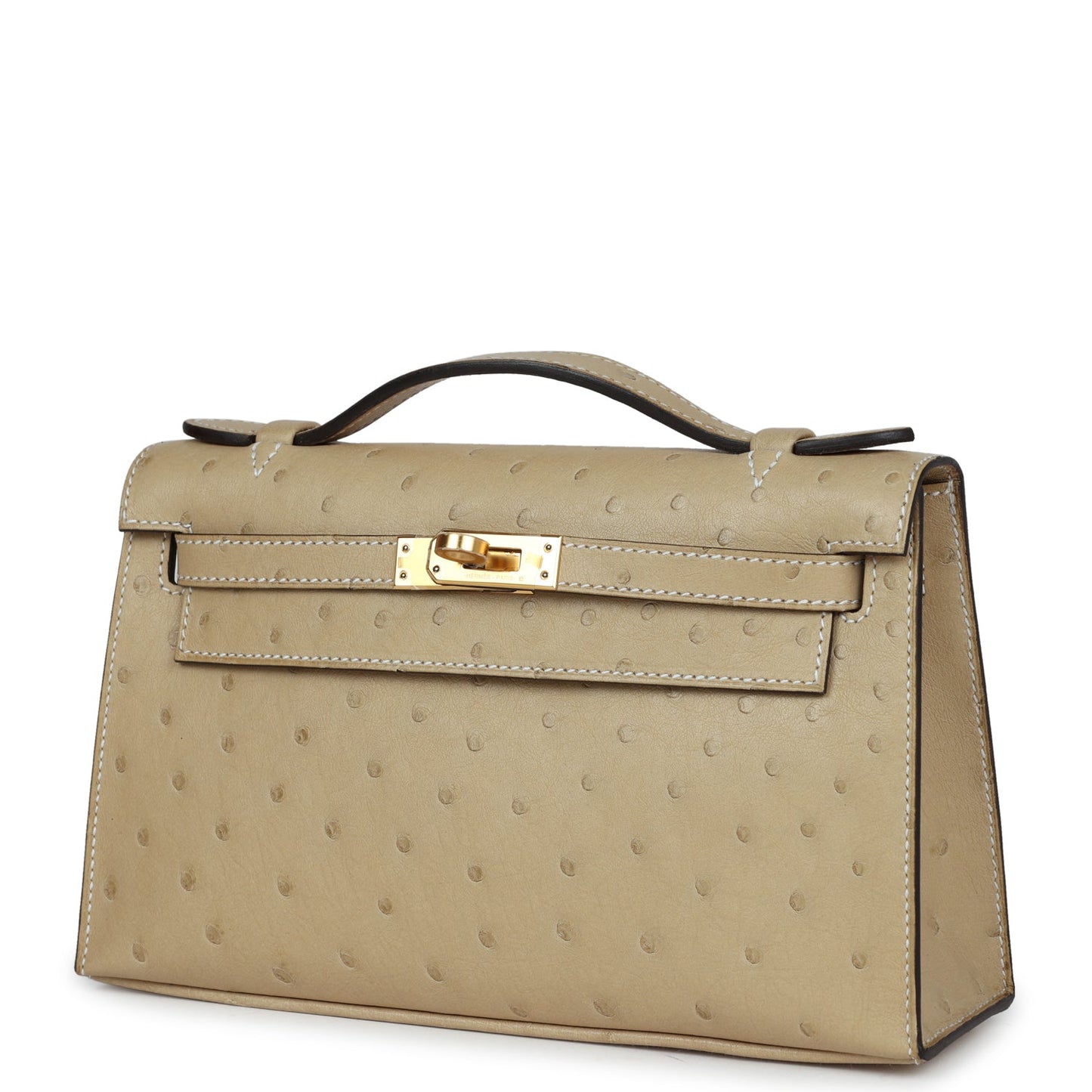 Hermes Kelly Pochette Trench Ostrich Gold Hardware