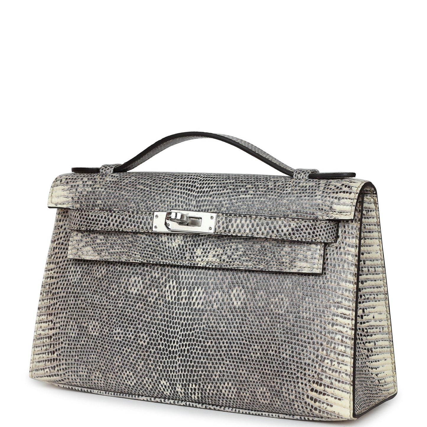 Hermes Kelly Pochette Ombre Varanus Salvator Lizard Palladium Hardware