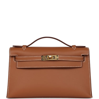 Hermes Kelly Pochette Gold Swift Gold Hardware