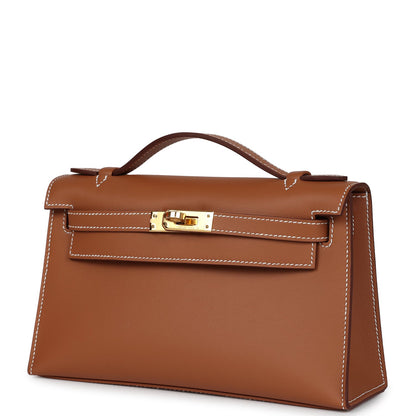 Hermes Kelly Pochette Gold Swift Gold Hardware