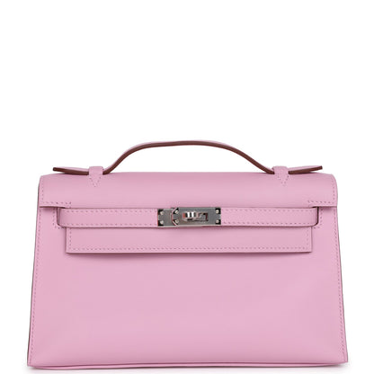 Hermes Kelly Pochette Mauve Sylvestre Swift Palladium Hardware