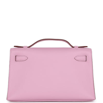 Hermes Kelly Pochette Mauve Sylvestre Swift Palladium Hardware