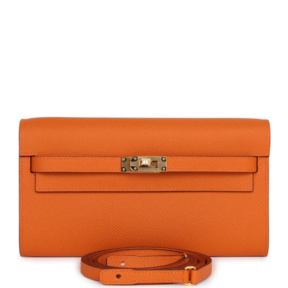 Hermes Kelly Wallet To Go Orange Epsom Gold Hardware