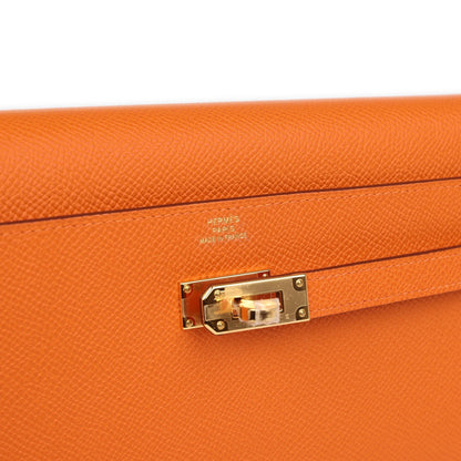 Hermes Kelly Wallet To Go Orange Epsom Gold Hardware