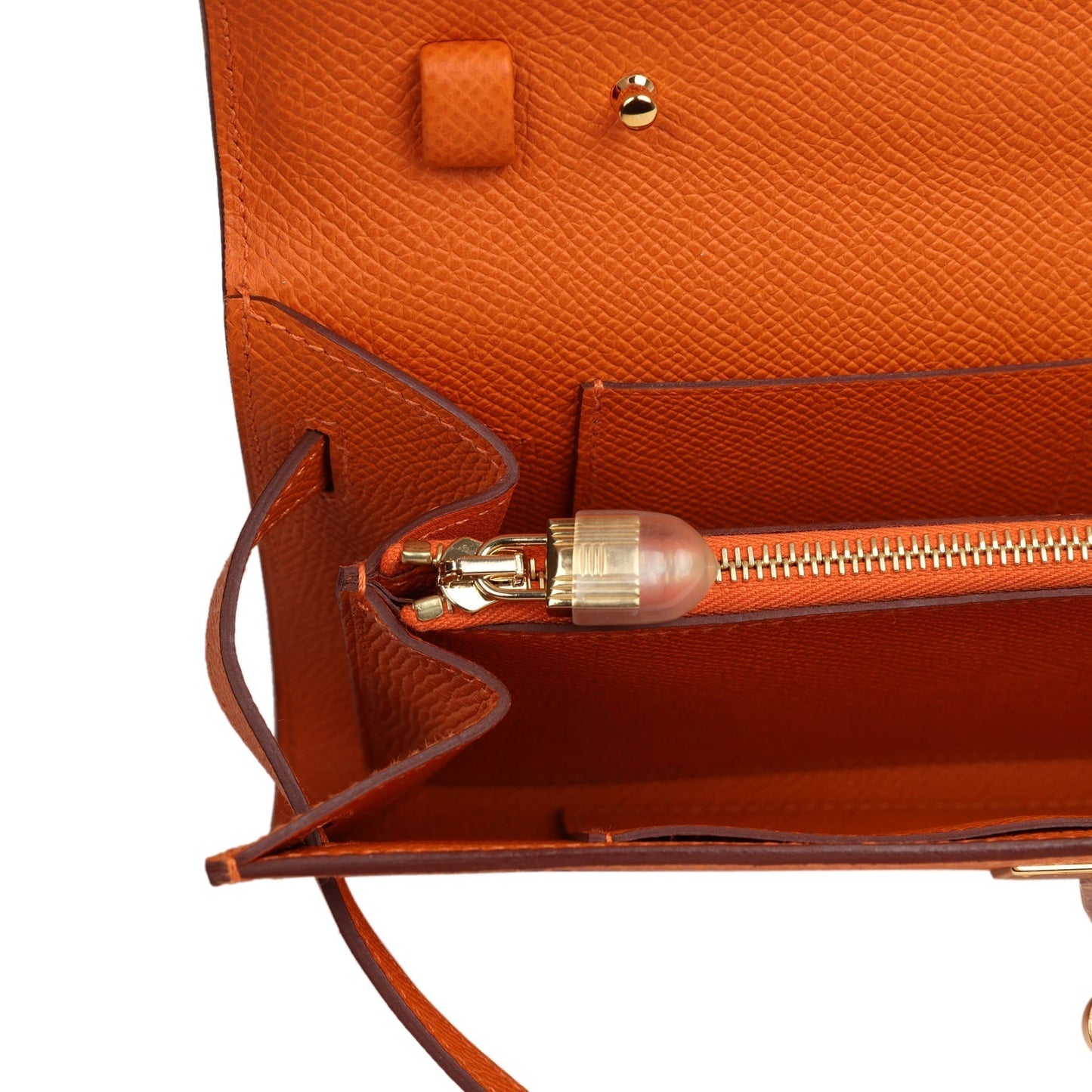 Hermes Kelly Wallet To Go Orange Epsom Gold Hardware