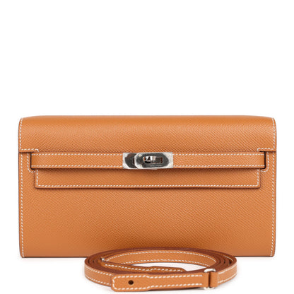 Hermes Kelly Wallet To Go Gold Epsom Palladium Hardware