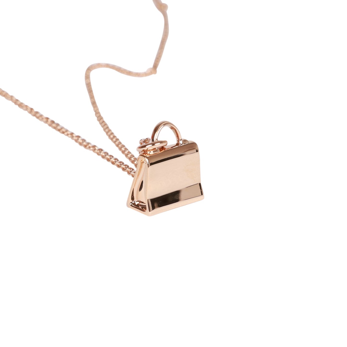 Hermes 18k Rose Gold Diamond Kelly Amulettes Pendant Necklace