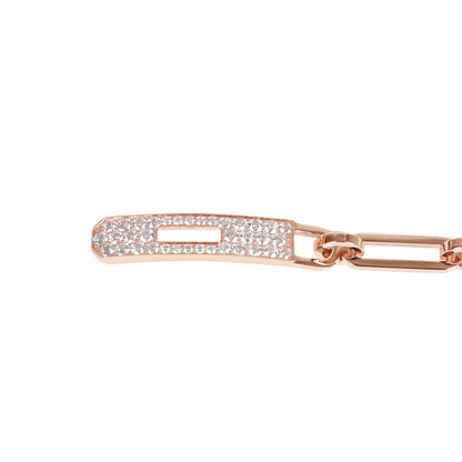 Hermes 18k Rose Gold Diamond Pave PM Kelly Chaine Bracelet