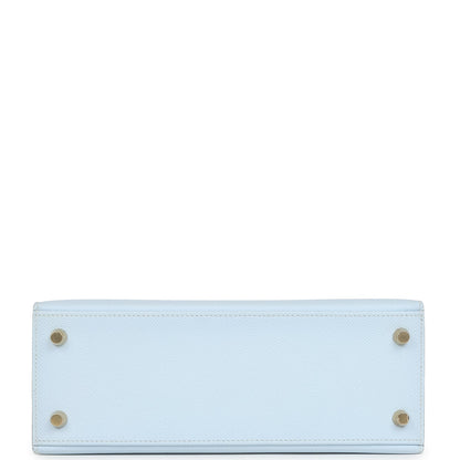 Hermes Kelly Sellier 25 Bleu Brume Epsom Gold Hardware