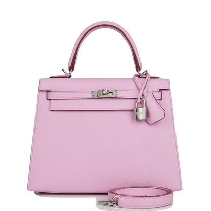 Hermes Kelly Sellier 25 Mauve Sylvestre Epsom Palladium Hardware